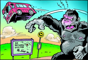 Kong nimmt den Bus