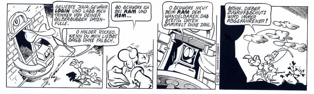 Cartoon Rockus, erschien in zahlreichen deutschen Computer Magazinen. Zu einer Zeit, als die Welt noch von Floppy Disks ( Fossiles Speichermedium) beherrscht wurde.